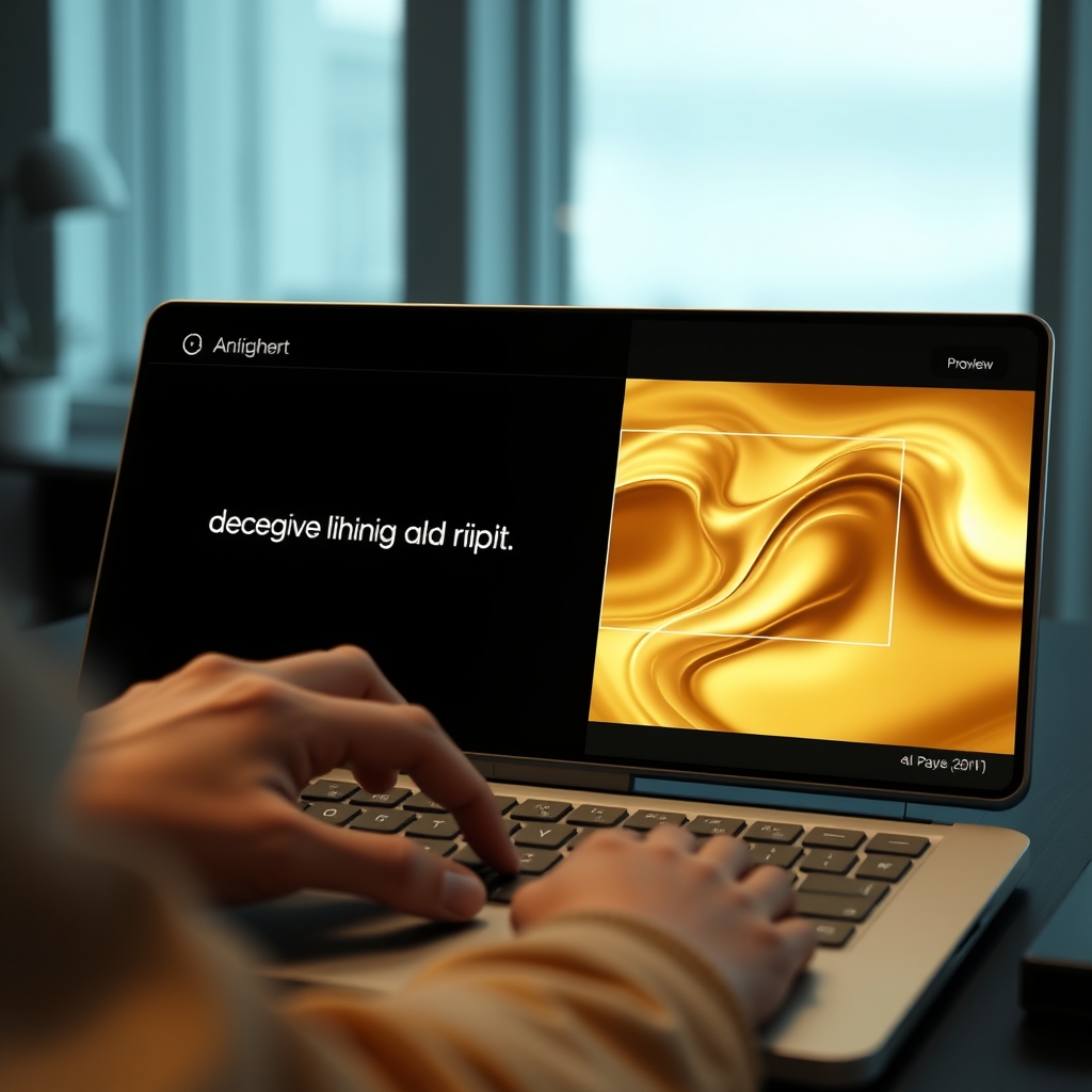 A designer typing a descriptive prompt like 