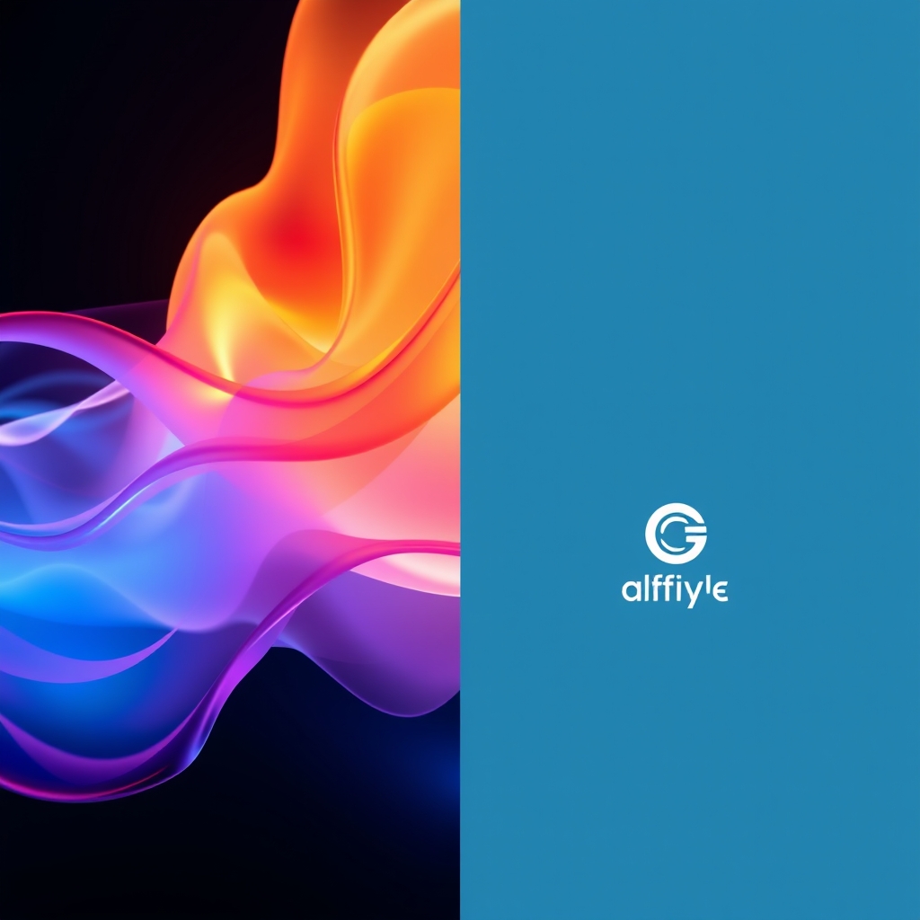 A split-screen image. Left side shows abstract, flowing colors and light representing emotion. Right side shows clean, modern brand assets (logo, packaging) being subtly influenced by those colors.