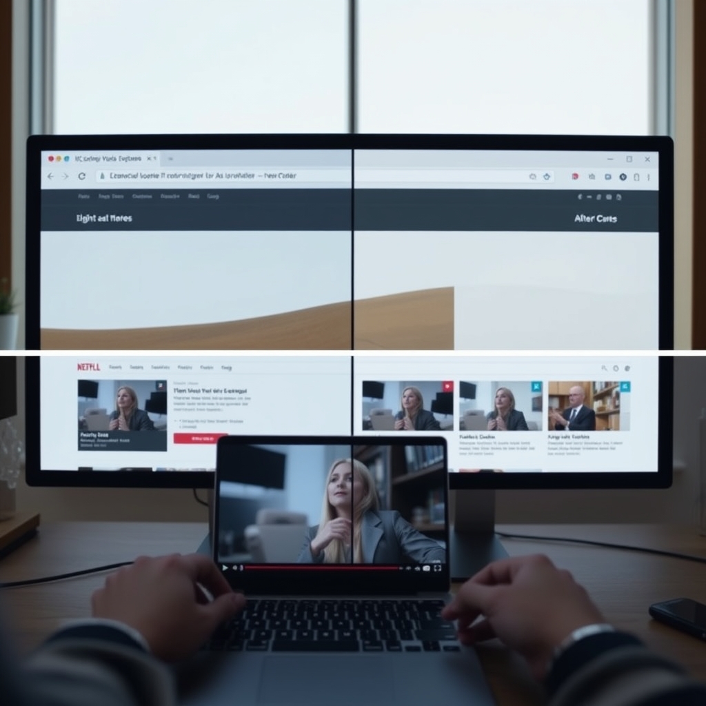 A split-screen image showing a simple website before and after adding a subtle, autoplaying hero video. The 'after' side looks more dynamic and engaging.