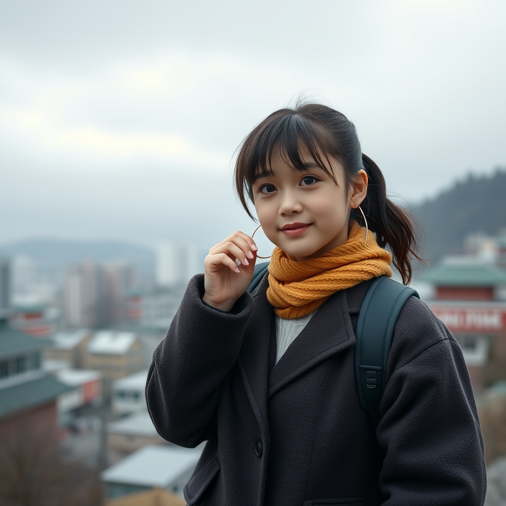창가에서 햇살을 받으며 태블릿으로 영상을 보며 미소 짓는 사람의 뒷모습, 평화로운 분위기