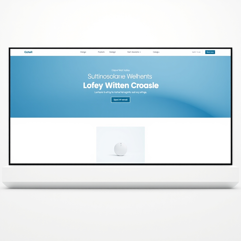 A clean, modern website hero section with ample white space, a harmonious color palette of soft blues and whites, and a single focal point like a minimalist product shot or bold headline.