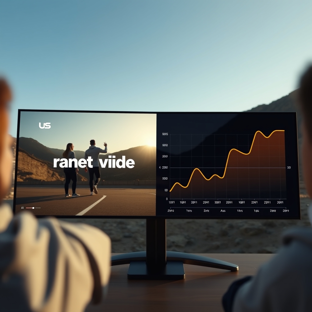 A split-screen showing a compelling, short brand video on one side and a rising graph of user engagement metrics on the other.