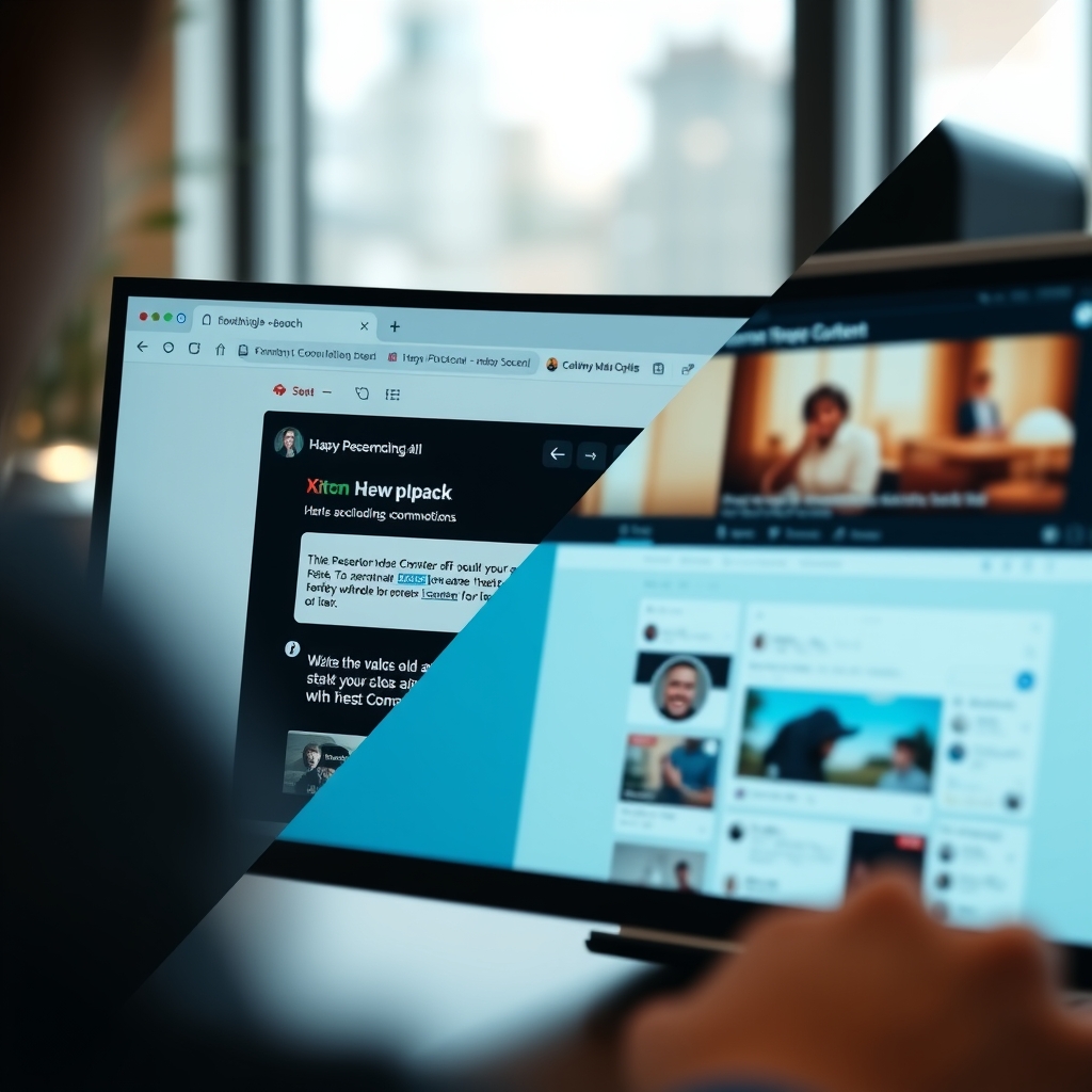 A split-screen showing a personalized email interface on one side and a dynamic social media feed with tailored content on the other, symbolizing one-to-one communication at scale.