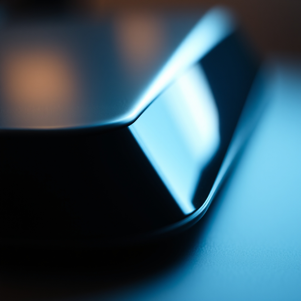 A close-up, slow-motion shot of light gliding over a new product's sleek surface, highlighting its unique texture and material under soft, cinematic lighting.