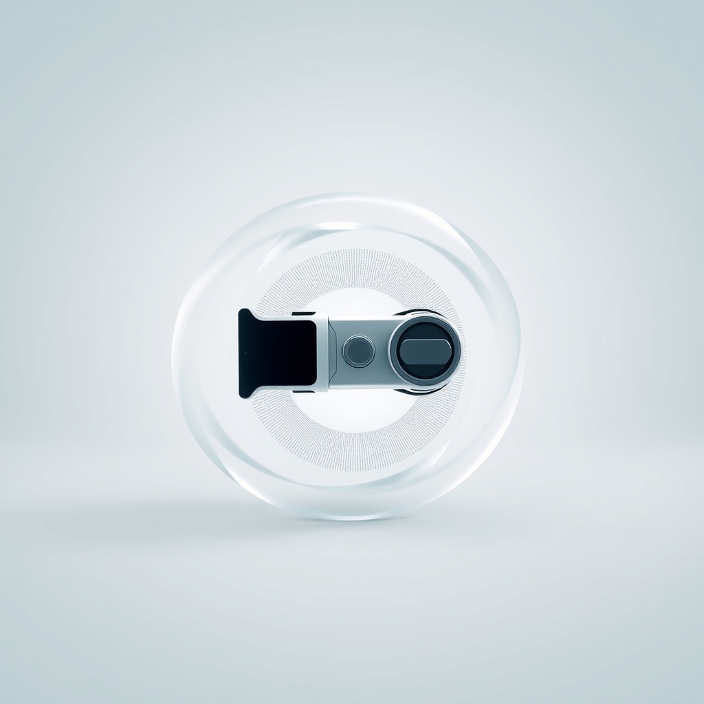 A dynamic, seamless product reveal shot where the camera gracefully orbits around the new item, showcasing its form and function in a minimalist studio setting.