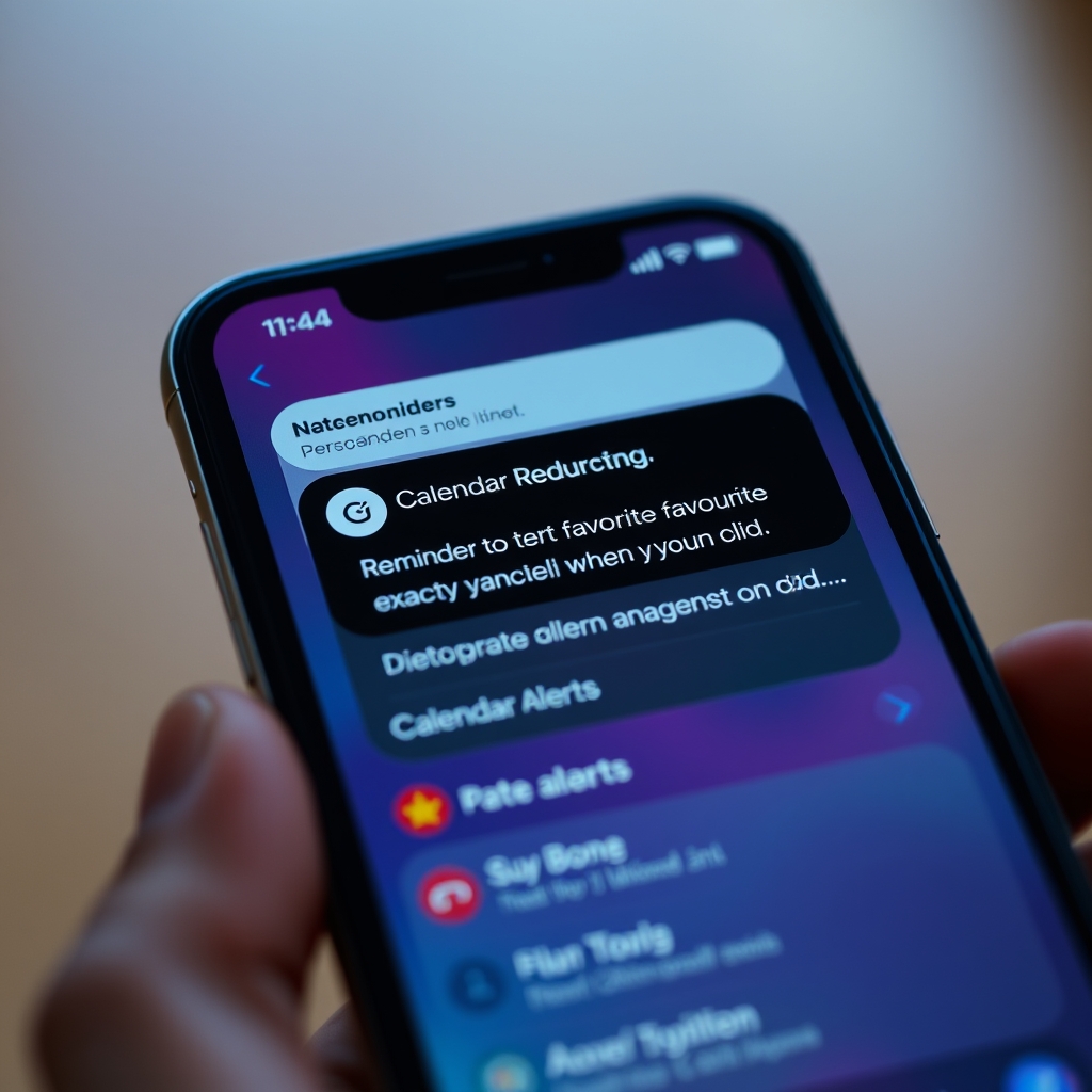 A smartphone screen showing a personalized, useful notification from a brand, like a reminder to reorder a favorite product exactly when it's likely to run out, integrated neatly with other calendar alerts.