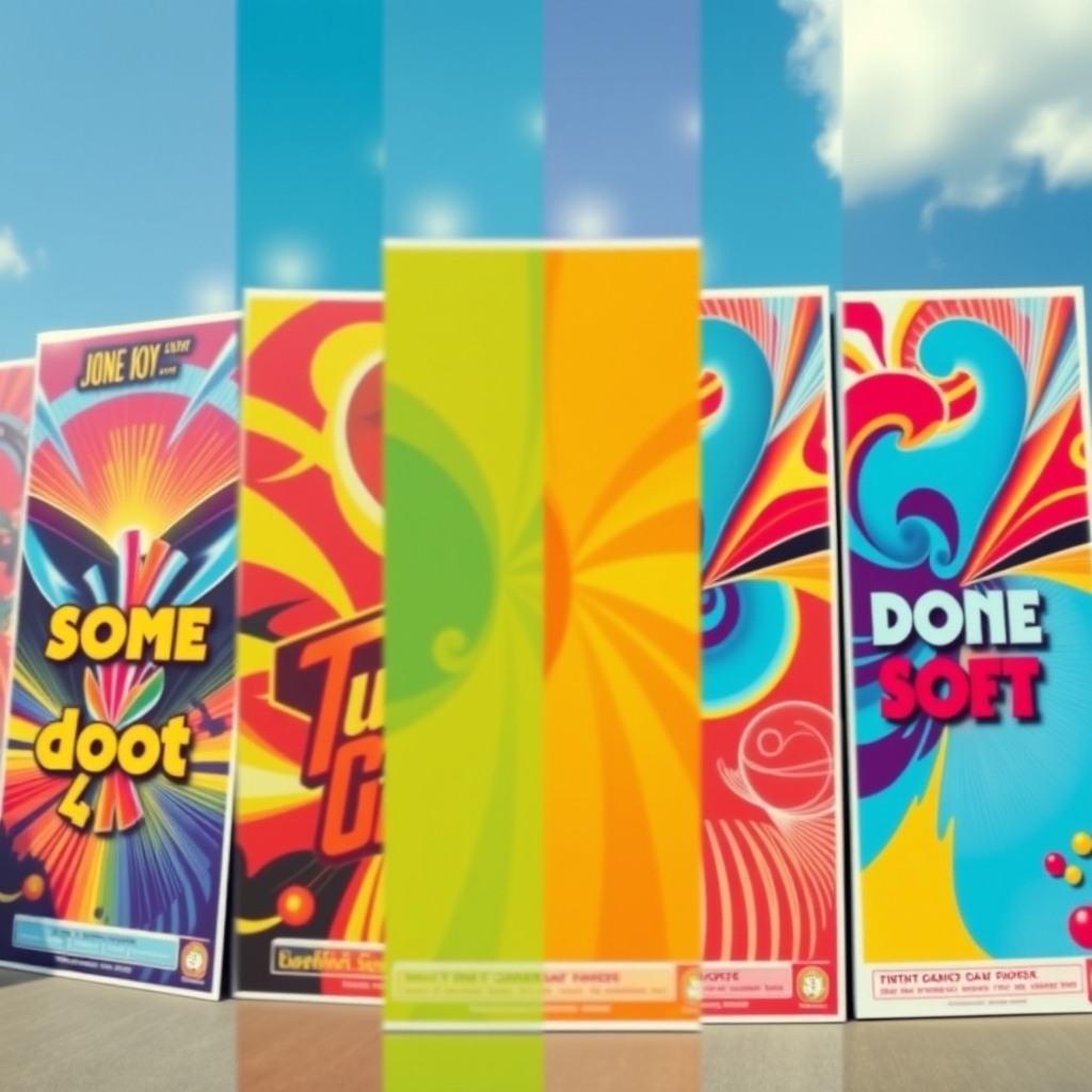 A split-screen view showing multiple vibrant, diverse design variations of the same poster concept, highlighting the joy of experimentation.