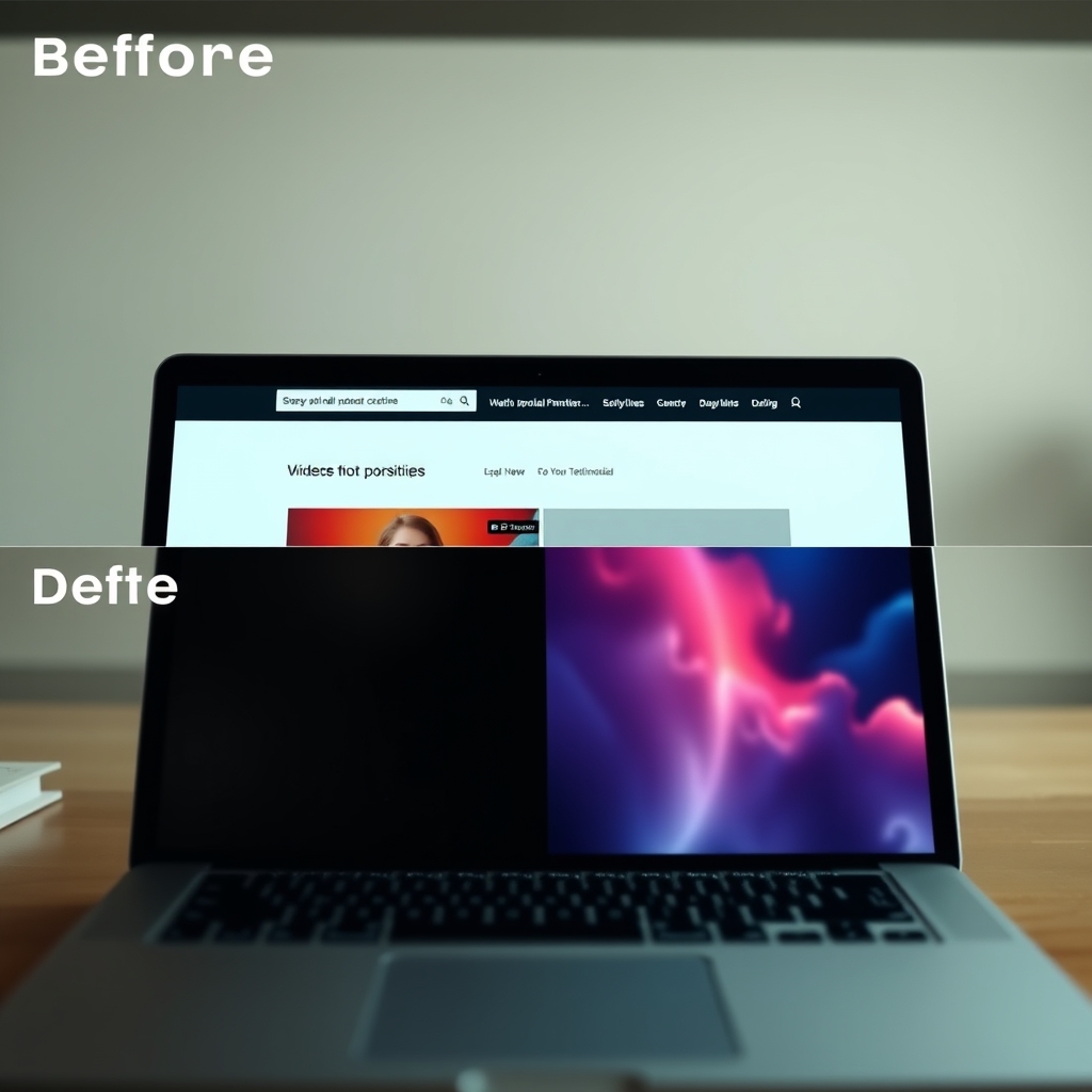 A split-screen showing a website before and after adding video elements: one side flat, the other vibrant with a muted, artistic video in the background of a testimonial section.
