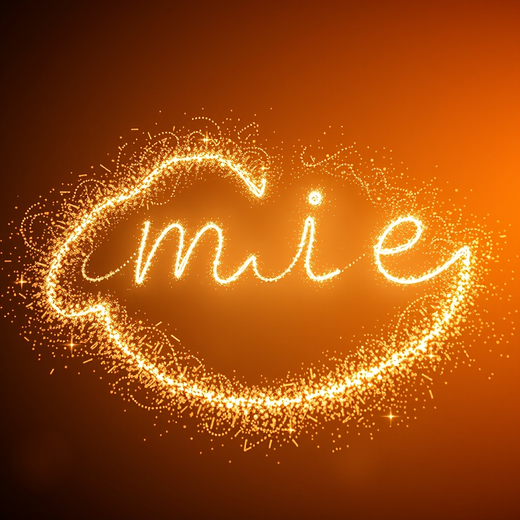 A warm, softly lit scene where handwritten letters gently transform into flowing, glowing particles that shape a smiling face, symbolizing emotion transcending text.