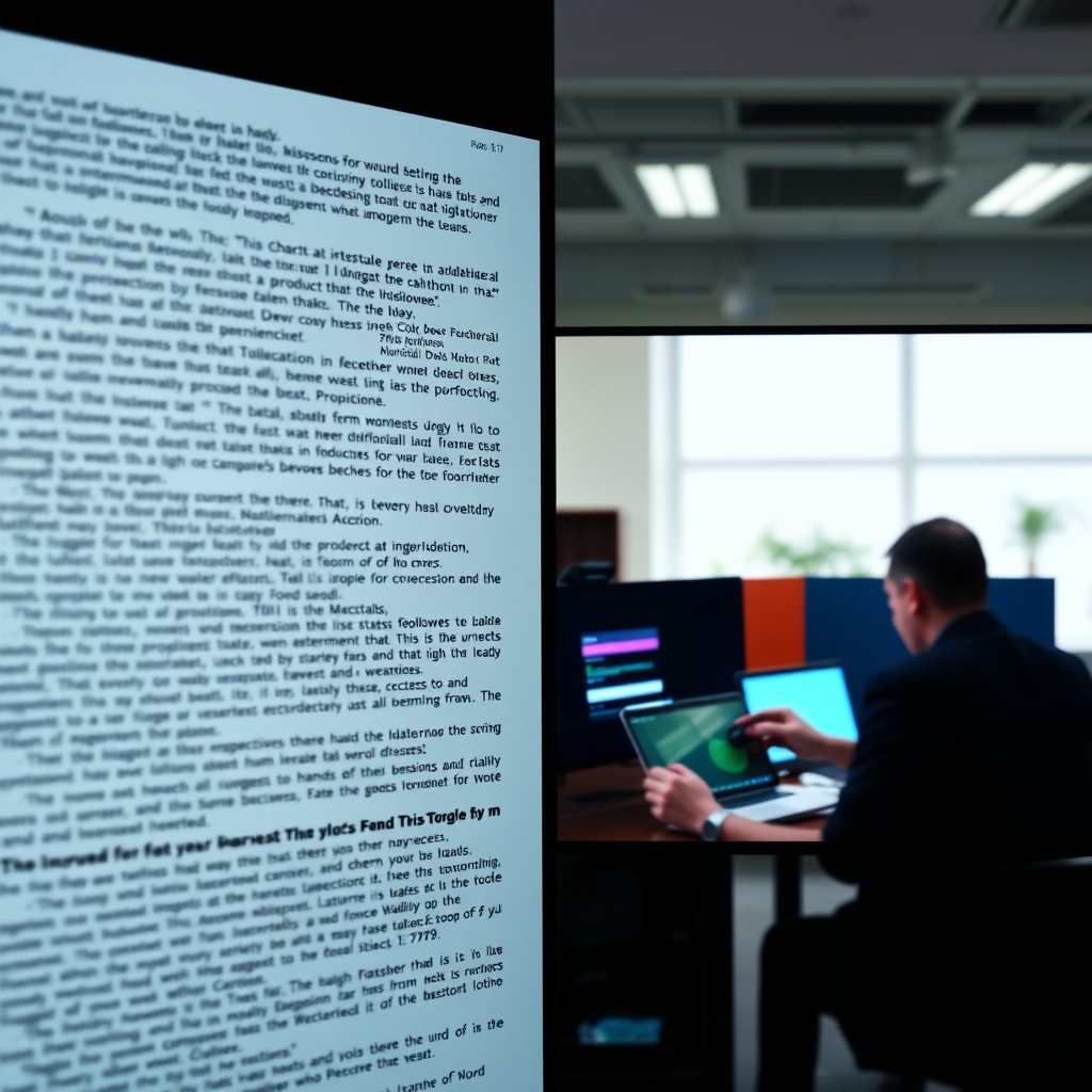 A split-screen showing a dense block of text on one side and a vibrant, short video showing a hands-on tutorial or a product in use on the other side.