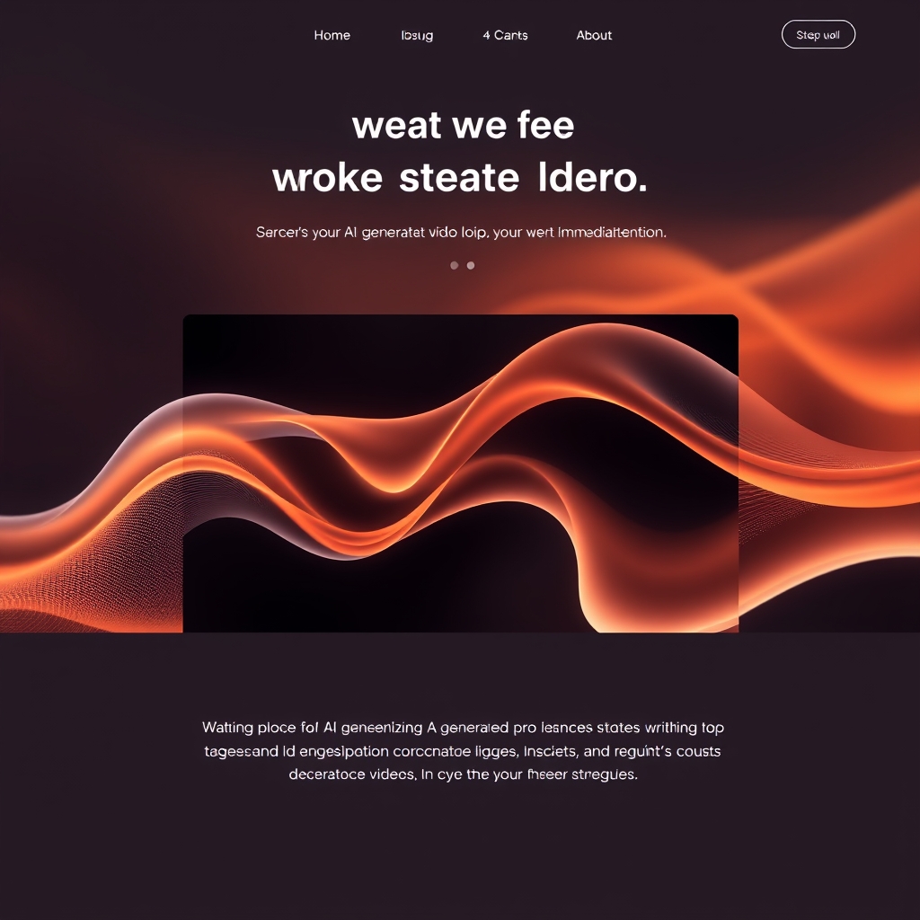A sleek, modern website hero section with a subtle, mesmerizing AI-generated video loop of flowing abstract shapes, capturing the user's immediate attention.