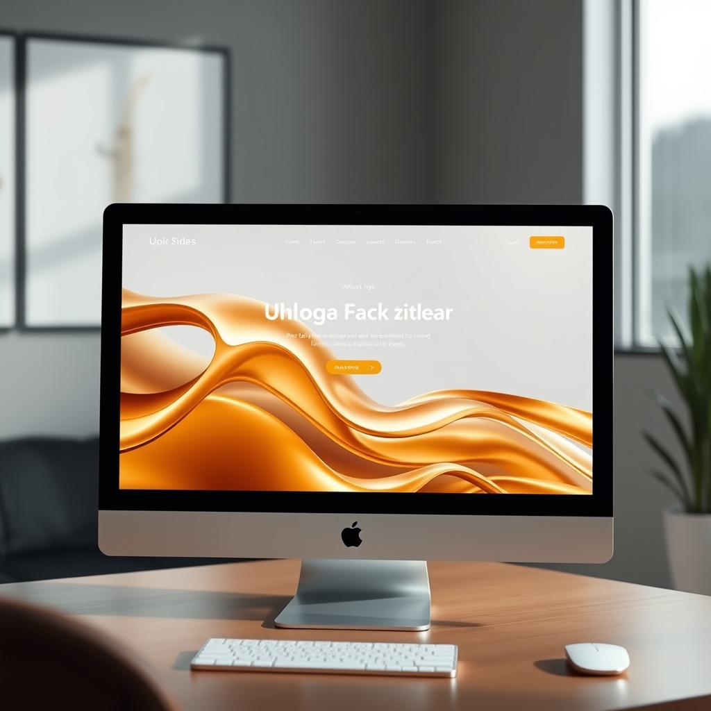 A sleek, modern website homepage on a desktop screen, featuring a subtle, looped hero background video of flowing liquid gold, with clean overlayed text.